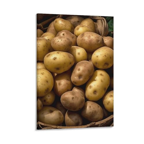 Toile murale imprimée pommes de terre avec cadre 50x75 cm pour salon et chambre