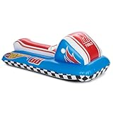 FUNBOY & Hot Wheels 50' Kids Inflatable Skimobile Winter Snow Sled, 1-2 Riders with Grooved Rubber Base Tracks, 2 Handles, and Hand Pull Rope