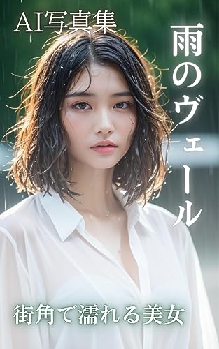 雨のヴェール-街角で濡れる美女-