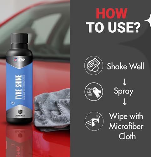 Image of Nippon Paint n-Shield Tyre Shine Spray 250 ml | Restores Black Finish | Long-Lasting Gloss | Protects from Dust Fading | Smooth Shine Enhances Vehicle Look | Asia Pacific's No.1 Paint Brand