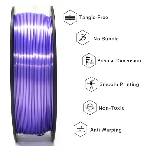 Image of Geeetech Purple Silk PLA Filament 1.75mm for 3D Printer, Metal-Like Shiny 3D Filament 1kg (2.2lbs) 1 Spool, Dimensional Accuracy + /- 0.02 mm, Metallic Purple