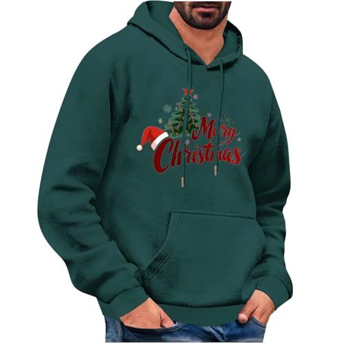 Suéteres de Navidad para hombre con estampado de alce, sudaderas con capucha de manga larga, sudaderas novedosas para vacaciones, suéteres con gráficos de copa de vino tinto, suéteres casuales sueltos