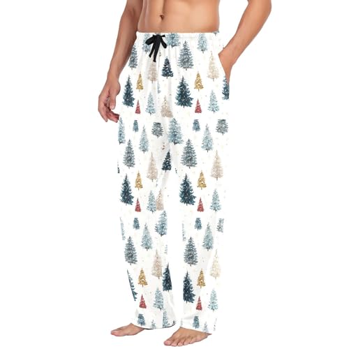 Christmas Trees Men's Pajamas Pants Cotton Sleep Bottoms Pants Lounge Sleepwear - S4