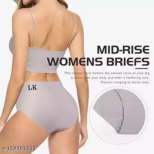 Image of No-Show Women's Panties:Women's (Multicolor) Seamless Hipster Ice Silk Panty Mid-Waist Laser Cut Underwear Seamless Panties