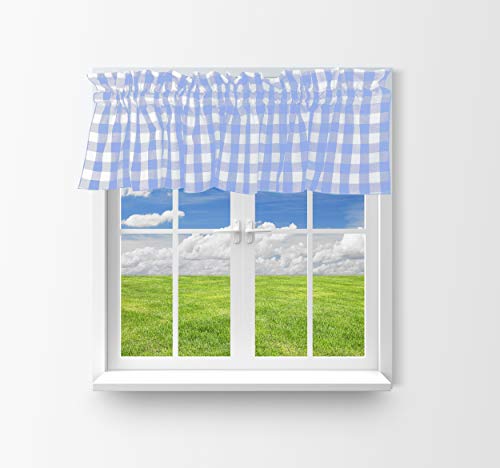 Zen Creative Designs Gingham Checkered Cotton Window Valance Home Décor Bedroom Nursery Kitchen Window (58