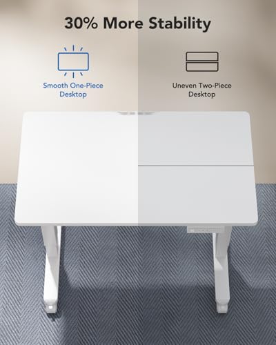 Image of HUANUO Electric Small Standing Desk, Whole Piece Desktop, Adjustable Height Computer Desk, 4 Height Memory Settings, Sit Stand Up Desk for Home Office, 35 inch x 20 inch, White