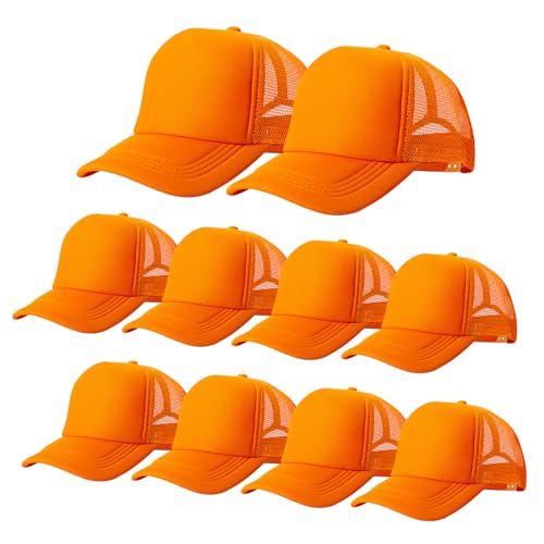 Image of 10 Pack of Blank Trucker Hat Bulk Mesh Cap Men and Women Baseball Cap DIY Graffiti Hot Stamping Duck Tongue Cap