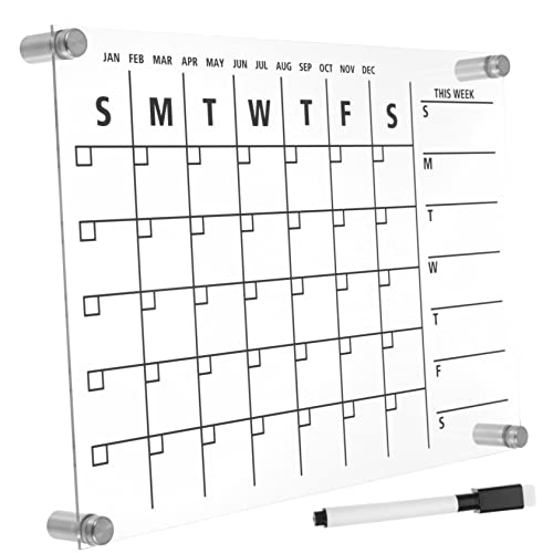 MAGICLULU 1 Juego Planeador Semanal Pizarra De Borrado En Seco Personalizada Pizarra De Escritorio Planificador Mensual Pared Horizontal Nevera Mini Papel De Pizarra Acrílico Oficina Vidrio