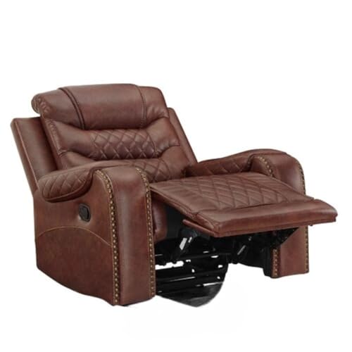 Image of Torque Mikkel 1 Seater Recliner Chairs for Home Office-Brown | Leatherette Recliner Sofa 1 Seater | Manual Relaxing Single Chair for Adults -1 Year Warranty