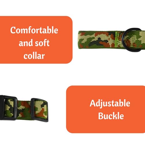 Image of Emily Pets Adjustable Dog Collar - Special Design Patterns, Soft Nylon Comfortable Durable Pet Collar for Small Medium Large Dogs (Army Green)