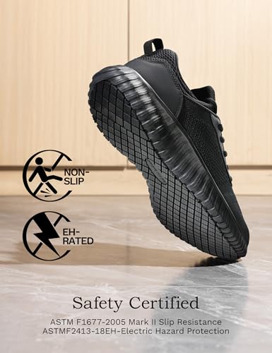 Bruno Marc Men's Non Slip Work Shoes Walking Zapatos Trabajo Black & Lightweight Food Service Chef Kitchen Restaurant Resistant Sneakers4