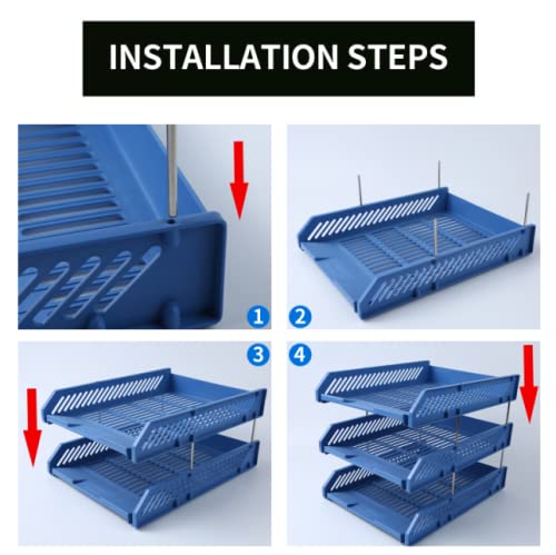 3 vassoi per documenti, organizer da scrivania con...