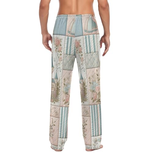 Men's Pajama Pants Elegant Checkered Castles Sleep Pajama Lounge Pant with Pockets, Elastic Waistband2