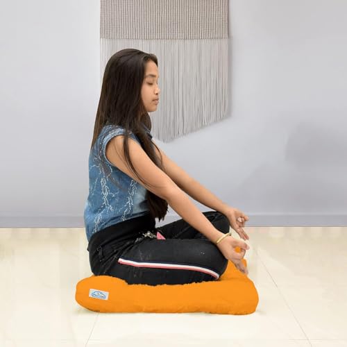 Image of NEXTGO Floor Seat Cushions Yoga Meditation Mat Pooja aasan Soft Extra Comfortable Feather Touch Last Long Upto Washable Material Size 24 x 30 Inch 2 x 2.5 Fit Color Bhagwa Orange