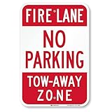 SmartSign-T1-1063-EG 'Fire Lane - No Parking, Tow-Away Zone' Sign | 12' x 18' 3M Engineer Grade Reflective Aluminum , Red on White
