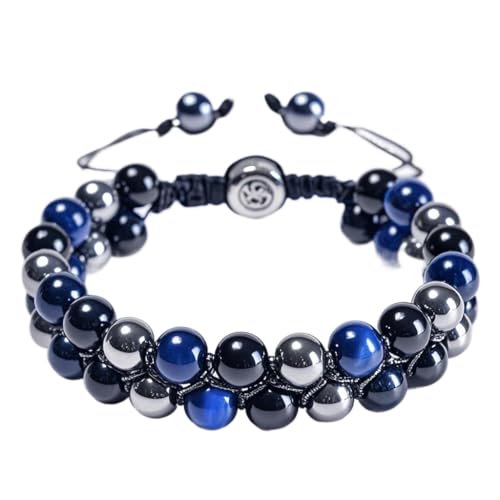 Triple Protection Energy Bracelet, Healing Crystals for Negative Energy Protection, Unisex Amulet with Obsidian, Tiger Eye, and Onyx Stones, Spiritual Jewelry for Men and Women, Healing, Manifestation, and Wellness