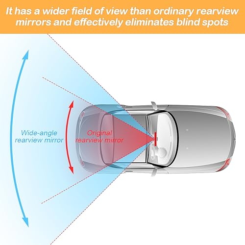 Image of Osilly Rear View Mirror for Car, 12.1 inch Interior Clip-on Panoramic Convex Rearview Mirrors, HD Anti Glare Wide Angle and Reduce Blind Spot, Universal for SUV Trucks Vehicles (Blue)