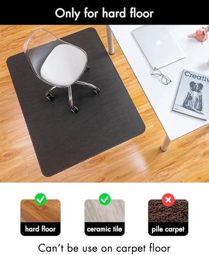 Image of BARoyal Office Chair Mat for Hardwood Floor Under Desk Computer Rolling Chair Mat for Wood /Tile Floor Non-Slip Heavy Duty Desk Rug PVC Plastic Hard Floor Protector 46 inchx 72 inch (Espresso)