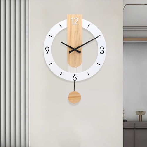 SIN&MI Large Wall Clocks Acrylic Clock Decor Modern Silent Big Wooden Wall Clock Non Ticking Battery Operated Quartz Clock for for Living room Kitchen Bedroom Decorative Bathroom 16 Inch