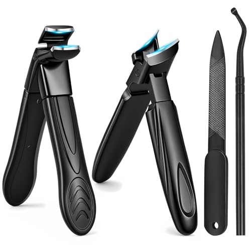 Beugo Tagliaunghie a testa angolata per anziani, Tagliaunghie uomo piedi, 4 Pezzi Taglia unghia Piedi, Set Taglia unghie Angolato con Apertura Extra Larga per Unghie Spesse o Incarnite