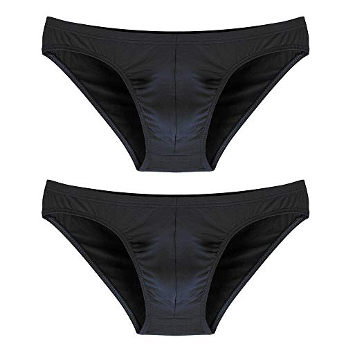 Nightaste Calzoncillos de Algodón de Hombre Bikini Clásico de Cintura Baja Ropa Interior Elástica (XXL, 2 Negro)