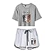 Attack On Titan Camiseta + Pantalones Cortos, 3D Shingeki No Kyojin Levi·Ackerman Anime Cosplay T-Shirt Casual Manga Corta Camiseta Ropa Camisa 2 Piezas Traje Deportivo para Hombre y Mujere (N,XXL)