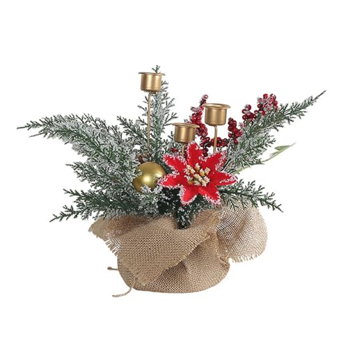 Lerpwige Candelabro Navidad Candelabro Planta Artificial Frutas Simular Fiesta Mesa de Comedor Decoración