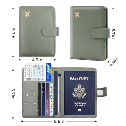 Image of Melsbrinna Premium Leather Passport Holder Covers Case, Waterproof Rfid Blocking Travel Wallet Passport Holder with Pen Holder, Cute Passport Book for Women /Men