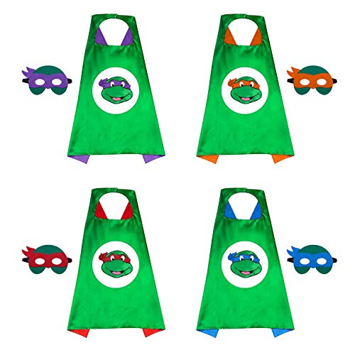 Ninja Turtles Costume Teenage Mutant Ninja Turtles Cape Ninja Cloak Superhero Capes and Masks for Kid Carnival 4pcs/Set for Kid Birthday /Cosplay Part/Halloween