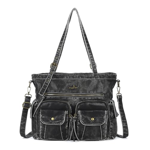 Angel Kiss Handtasche Damen Schultertasche Multifunktionale Umhängetaschen Gewaschenes Hobo-Taschen aus weichem Leder