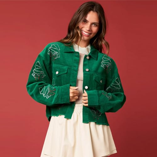 Chaqueta corta de Navidad Festive Tree Bows cómoda y abrigada para el día a día 4