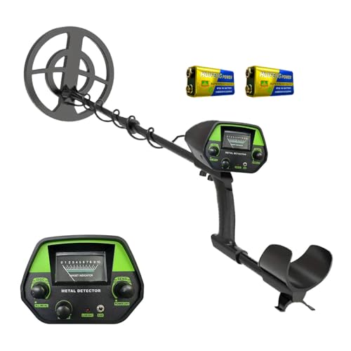Detector de metais profissional com visor LCD, sensibilidade ajustável, haste retrátil, modo todo em metal (verde)