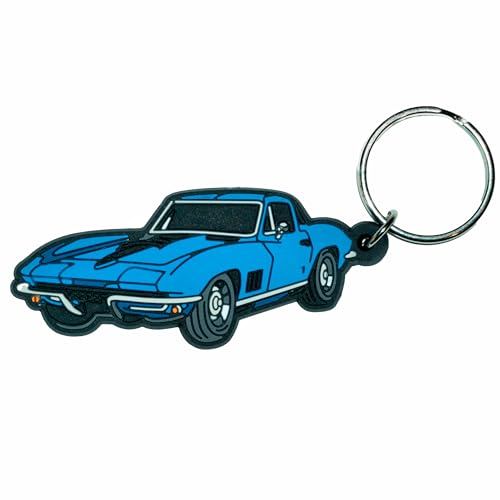 Image of 1963 Corvette Stingray C2 Nassau Blue Keychain Car Enthusiast Gift | Lightweight, Durable Keychain for Keys, Backpacks, Bags & Lanyards