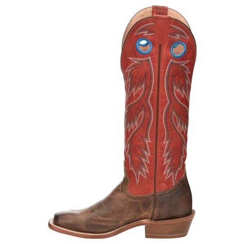 Tony Lama Men`s Colburn Wood Brown 17in Fire Orange Top Buckaroo Sq Toe Boot4