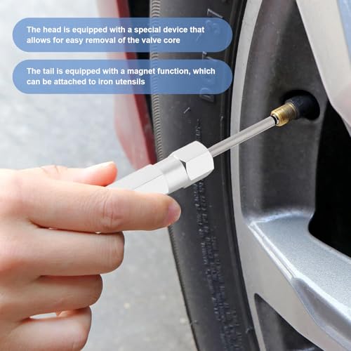 Image of Car Valve Stem Removal Tool, Valve Stem Pulling Tool, Tire Repair Valve Wrench, Universal For Car, Motorcycle And Bicycle Accessories (Silver)