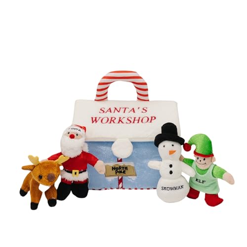 Image of Baby Christmas Toy - My First Christmas Baby - Xmas Gift - 5-Piece Set with Rattle, Squeaker and Crinkle Plush Toys, Sensory Toy for Babies, Toddlers with Santa, Snowman, Rudolph Reindeer, Elf