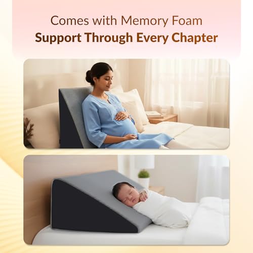Image of SleepyHug Ortho Wedge Pillow PRO | 10-Inch Memory Foam Incline Support Pillow | GERD & Acid Reflux Relief, Back & Leg Elevation, Post-Surgery Recovery | 21x19x10 Inches, Navy Blue