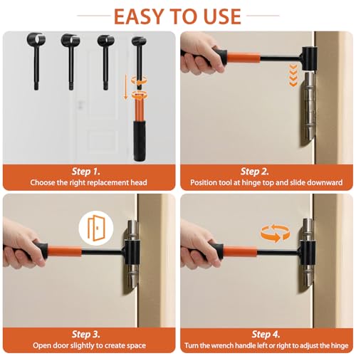 Image of Door Hinge Adjustment Tool Kit, 4 in 1 Hinge Gap Adjusting Wrench Set for Residential and Commercial Use, Door Gap Adjustment Tool, Heavy Duty Door Hinges Repair Wrench with Rubber Grip