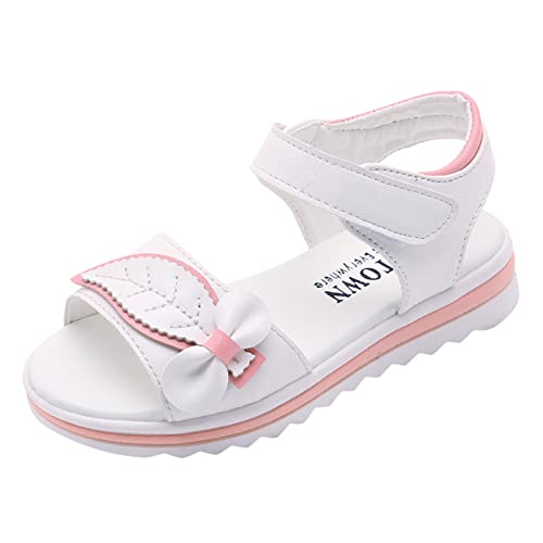 Toddler Girl Dress Shoes Children Shoes Fashion Flower Thick Sole Sandals Soft Sole Comfortable Princess Sandals (White, 10.5 Little Child)