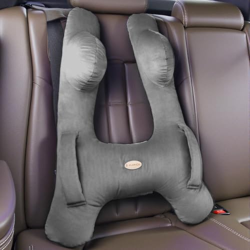 Image of FLORICH Kids Travel Pillow, Car Sleeping Travel Pillow for Kids, Washable H-Shaped Pillow for Adults and Children to Support Head and Body for Road Trips Pillow for Car (Slight Grey)