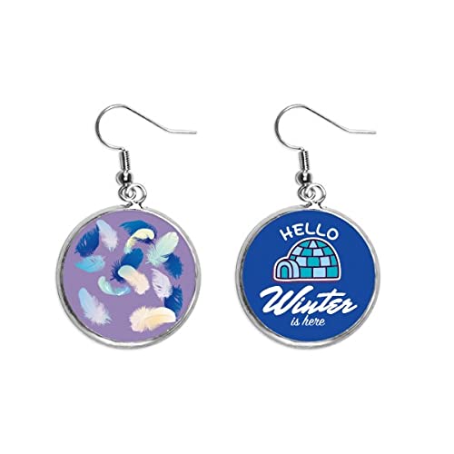 Pendientes de gota artesanales Dream Feather textura hielo de invierno