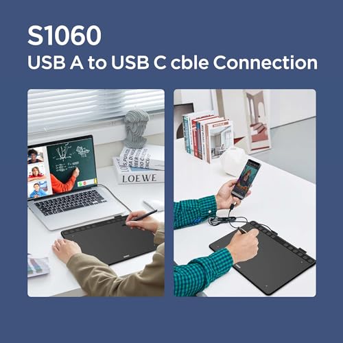 Image of Wireless Graphics Drawing Tablet, UGEE S1060W Digital Drawing Pad with 12 Hot Keys, 10x6.3 inch Pen Tablet with 8192 Levels Battery-Free Stylus Support Android /Windows /Mac OS /Chrome OS /Linux