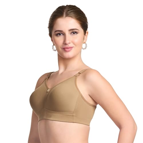 TRYLO Riza T-FIT Women's Non-Padded,Non-Wired,Full Coverage,Seamless 100% Cotton Feel Fabric Bra Available in Multicolor