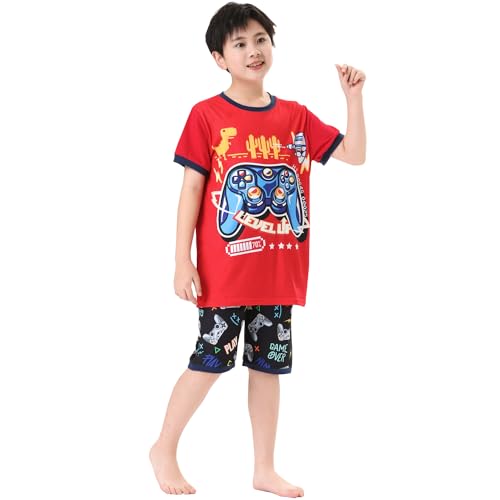 Image of Boys' Short Set Cotton Graphic Gamer Shorts Tracksuits Outfit Set 4pcs Big Kids Short Sleeve Game Controller Clothes (4MixGame, 12 Years)