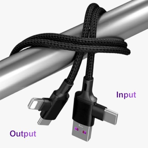 Image of Verilux 4-in-1 Type C Cable 6.6Ft /2M, PD 66W Type C Cable Fast Charging with 480Mbps Data Speed, Nylon Braid USB-A & USB-C to Lighting & USB-C for iPhone17 /16 /15, Galaxy S26 /S25 /S24