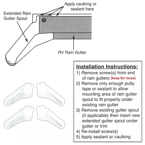 BOROCO RV Dachrinne Dachrinnenausläufe, Dachrinnen Wohnmobil Regenrinnenauslauf Spouts, RV Regenrinne Extender Dachreling Dachrinne Spout Guard