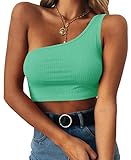PRETTODAY Women's Sleeveless Crop Tops Sexy One Shoulder Strappy Tees