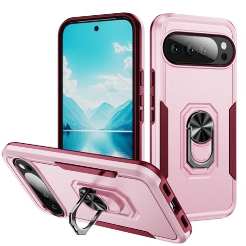 Coque Google Pixel 6 Pro rose antichoc rigide en silicone avec anneau