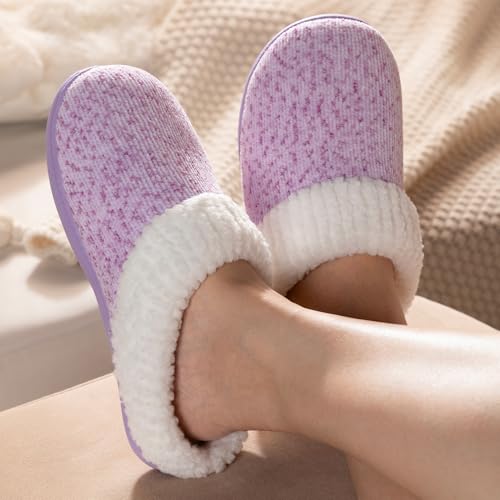 Image of ULTRAIDEAS Women's Indoor Bedroom Slipper with Memory Foam, Gift for Women, Wool-Like House Shoe with Anti-Skid Rubber Sole for Ladies