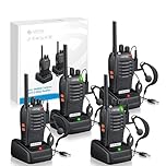 eSynic 4Pack Professional Walkie Talkies for Adults Rechargeable Walkie Talkies 16CH Two Way Radio Hand Free VOX Walkie Talkie With Earpieces& LED Lights Wonderful Gifts For Adults Kids etc
